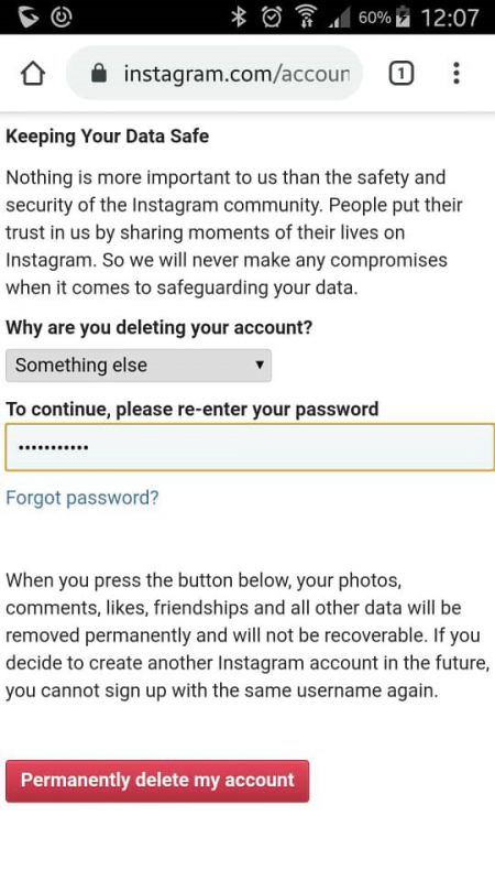 حذف دائم اکانت اینستاگرام - 4